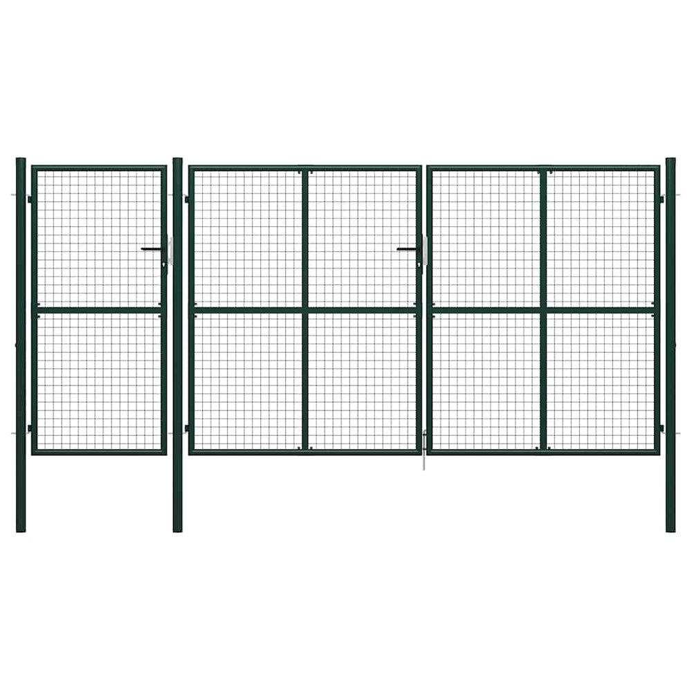 144315 vidaXL Garden Gate Steel 400x200 cm Green