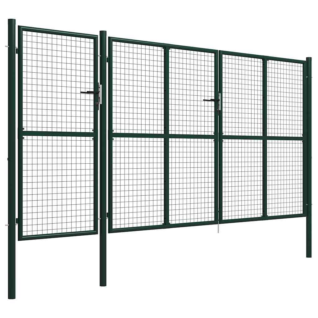 144315 vidaXL Garden Gate Steel 400x200 cm Green 2