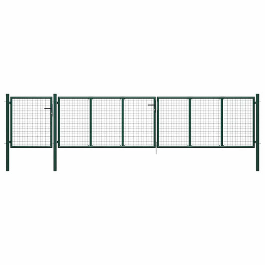 144317 vidaXL Garden Gate Steel 500x100 cm Green 1