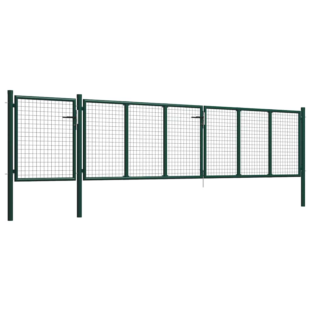 144317 vidaXL Garden Gate Steel 500x100 cm Green 2