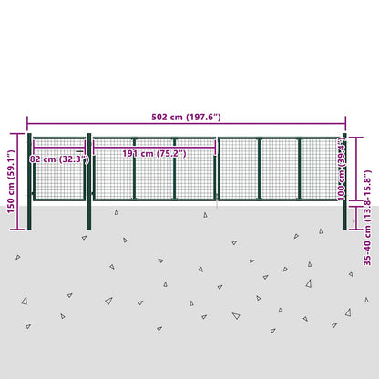144317 vidaXL Garden Gate Steel 500x100 cm Green 5
