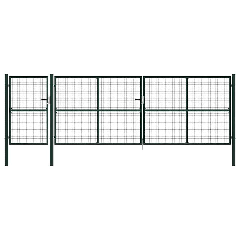 vidaXL Garden Gate Steel 500x150 cm Green