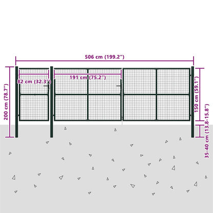 vidaXL Garden Gate Steel 500x150 cm Green 5