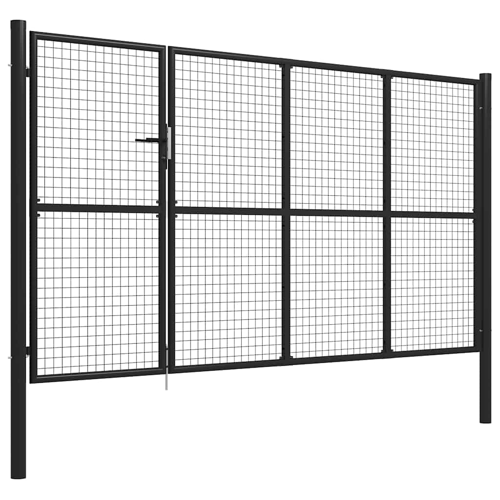 vidaXL Garden Gate Steel 350x150 cm Anthracite 2