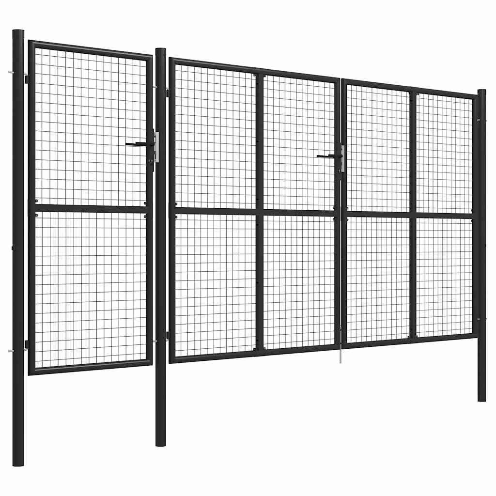 vidaXL Garden Gate Steel 400x150 cm Anthracite 2