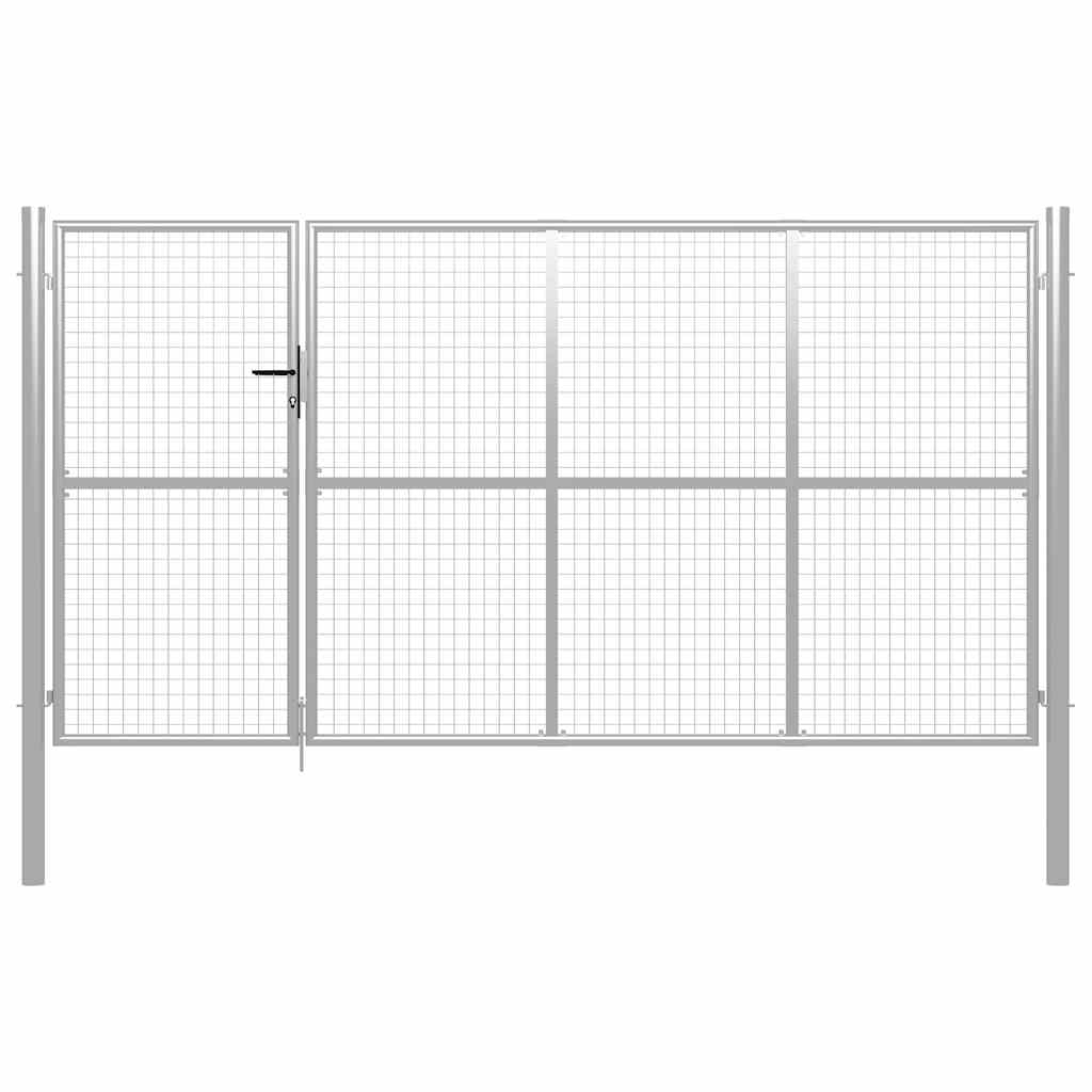 vidaXL Garden Gate Steel 350x175 cm Silver 1