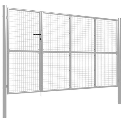 vidaXL Garden Gate Steel 350x175 cm Silver 2