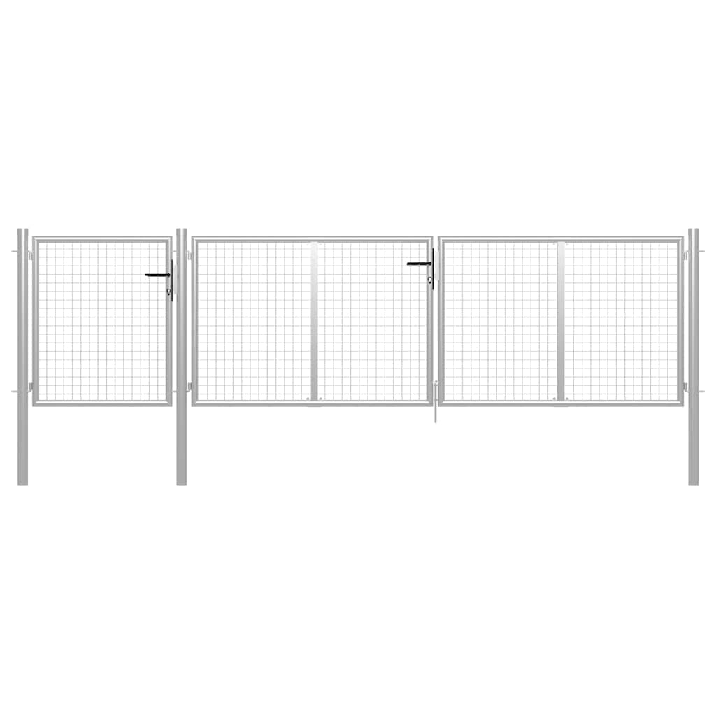 vidaXL Garden Gate Steel Silver