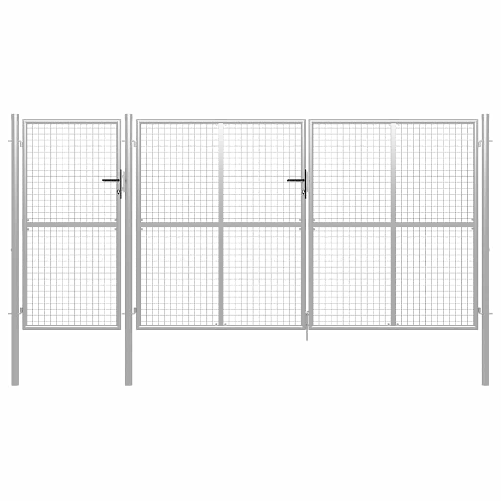 vidaXL Garden Gate Steel 400x150 cm Silver 1