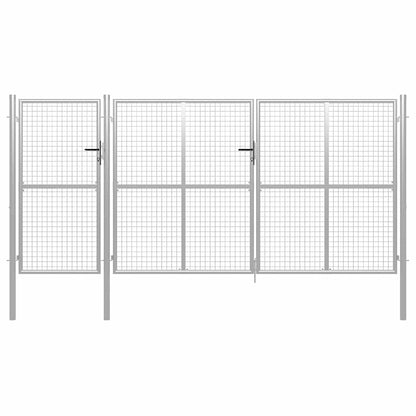 vidaXL Garden Gate Steel 400x150 cm Silver 1