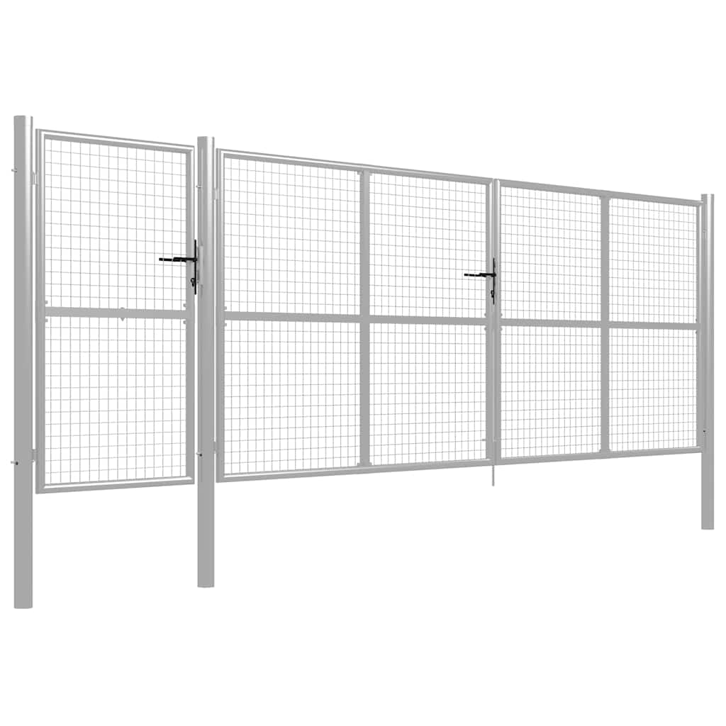 vidaXL Garden Gate Steel 500x150 cm Silver 2