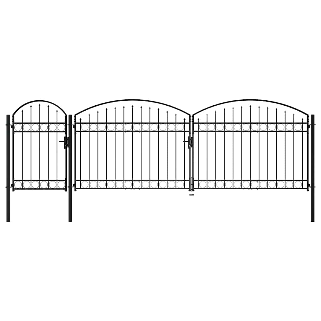 Garden Fence Gate with Arched Top ASSEN Steel black 5 m 1.5 m