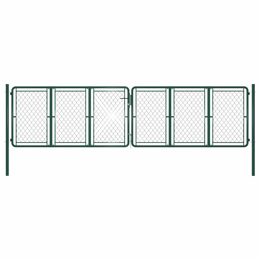 144416 vidaXL Garden Gate Steel 400x125 cm Green