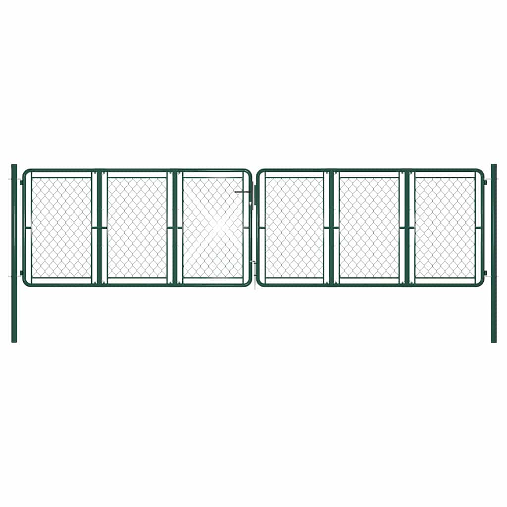 144416 vidaXL Garden Gate Steel 400x125 cm Green 1