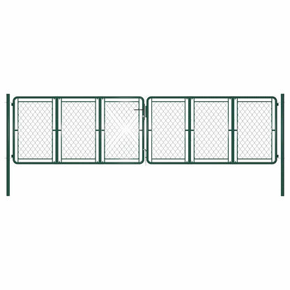 144416 vidaXL Garden Gate Steel 400x125 cm Green 1