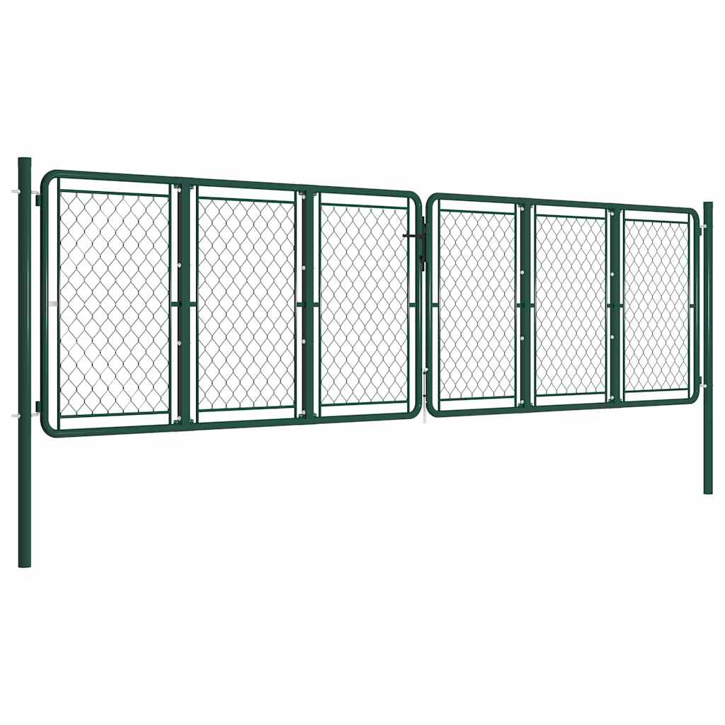 144416 vidaXL Garden Gate Steel 400x125 cm Green 2