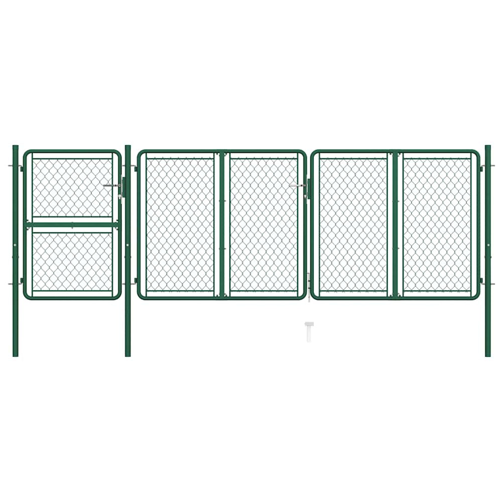 vidaXL Garden Gate Steel 400x125 cm Green
