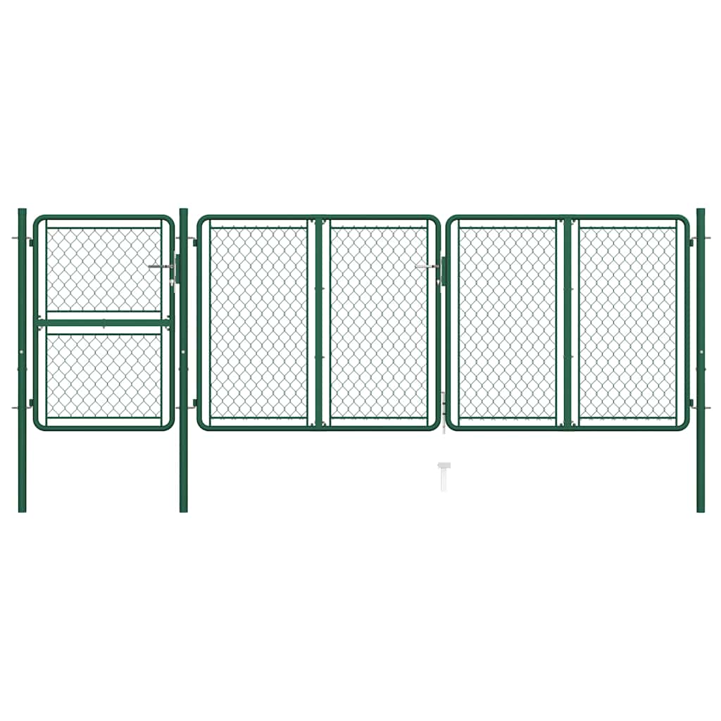 144446 vidaXL Garden Gate Steel 400x125 cm Green 1