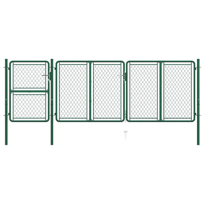 144446 vidaXL Garden Gate Steel 400x125 cm Green 1