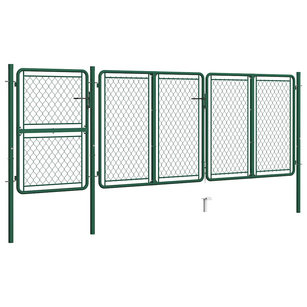 144446 vidaXL Garden Gate Steel 400x125 cm Green 2