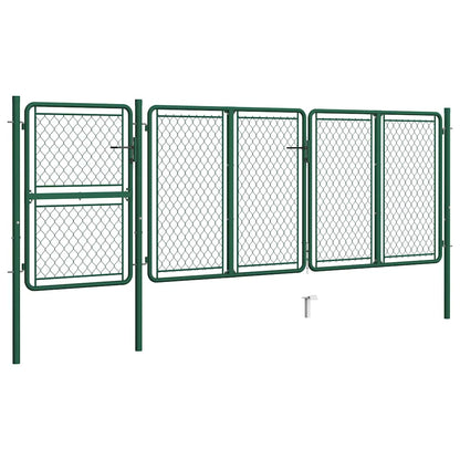 144446 vidaXL Garden Gate Steel 400x125 cm Green 2