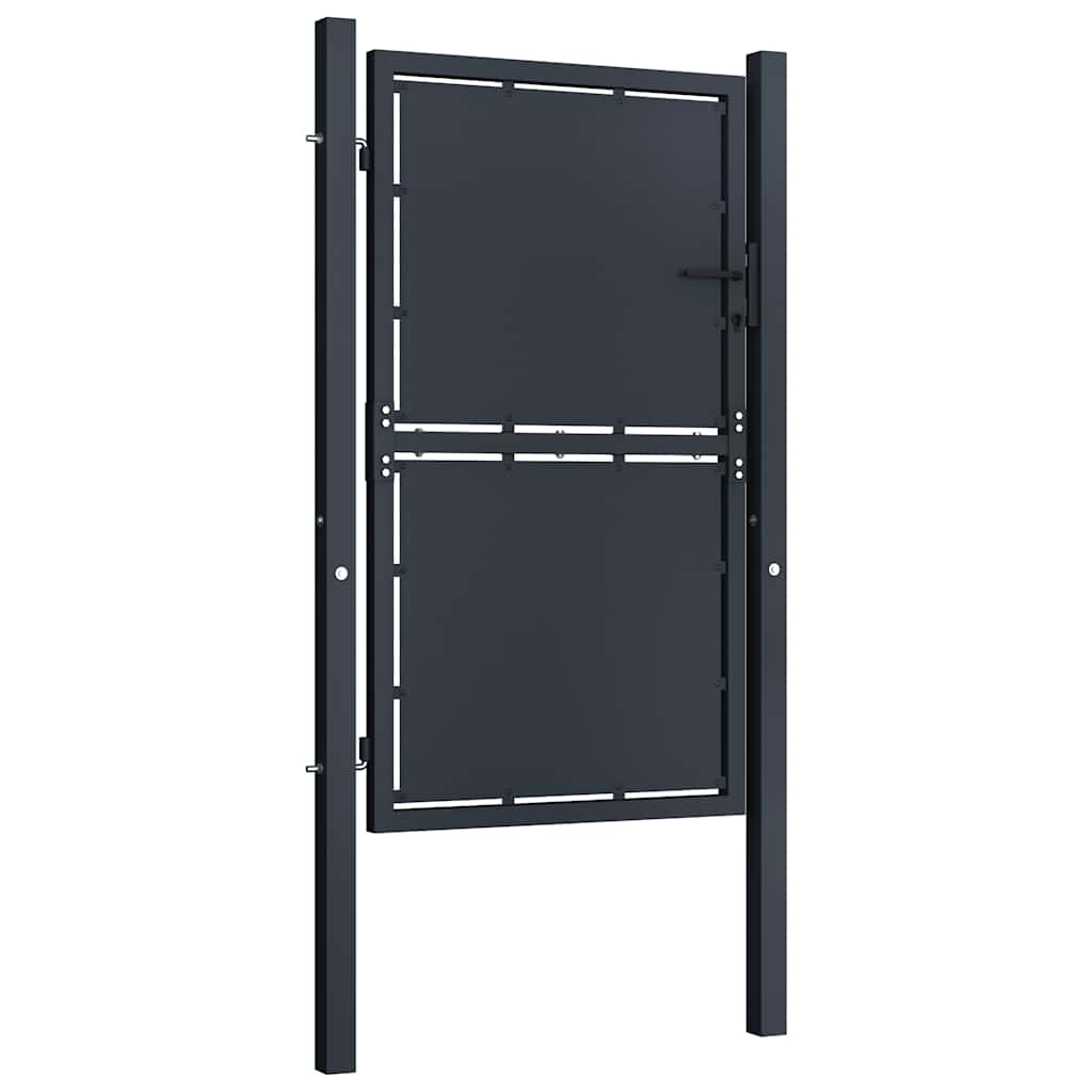 vidaXL Garden Gate Steel 100x200 cm Anthracite 2