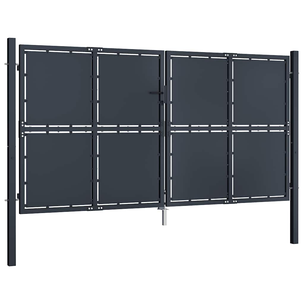 vidaXL Garden Gate Steel 300x150 cm Anthracite 2