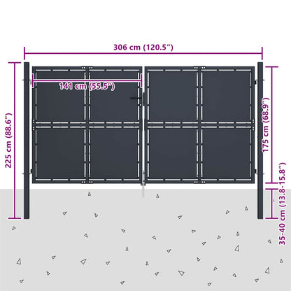 144527 vidaXL Garden Gate Steel 300x175 cm Anthracite 5