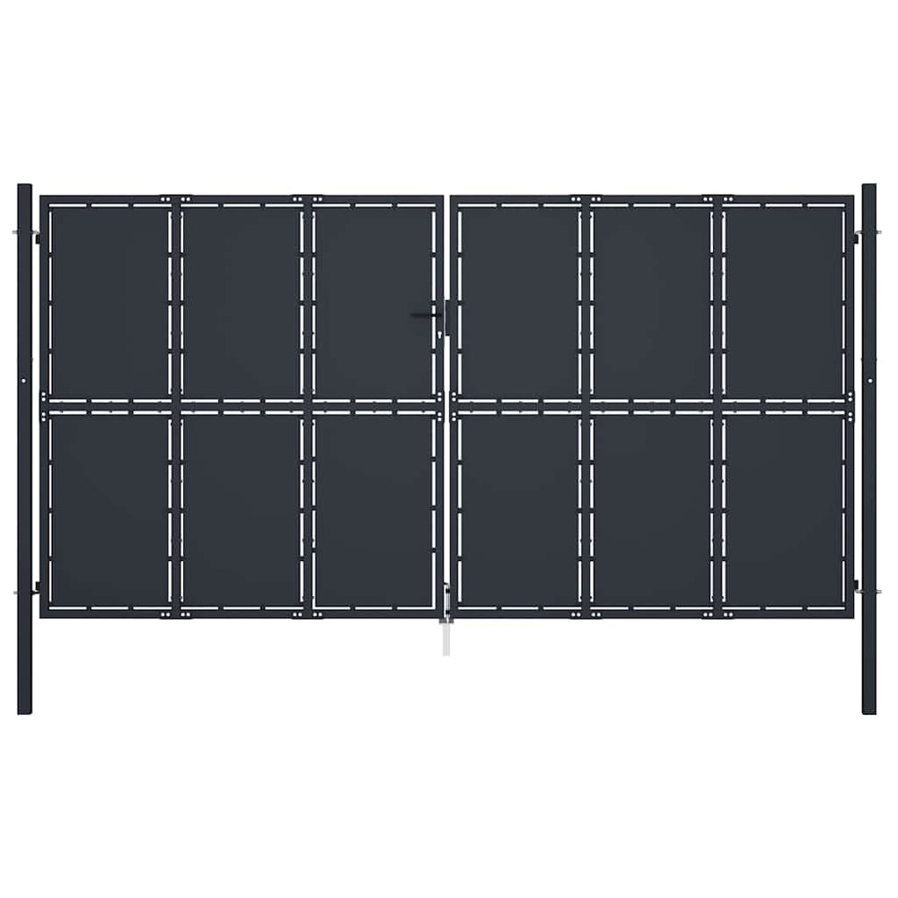 144533 vidaXL Garden Gate Steel 400x175 cm Anthracite