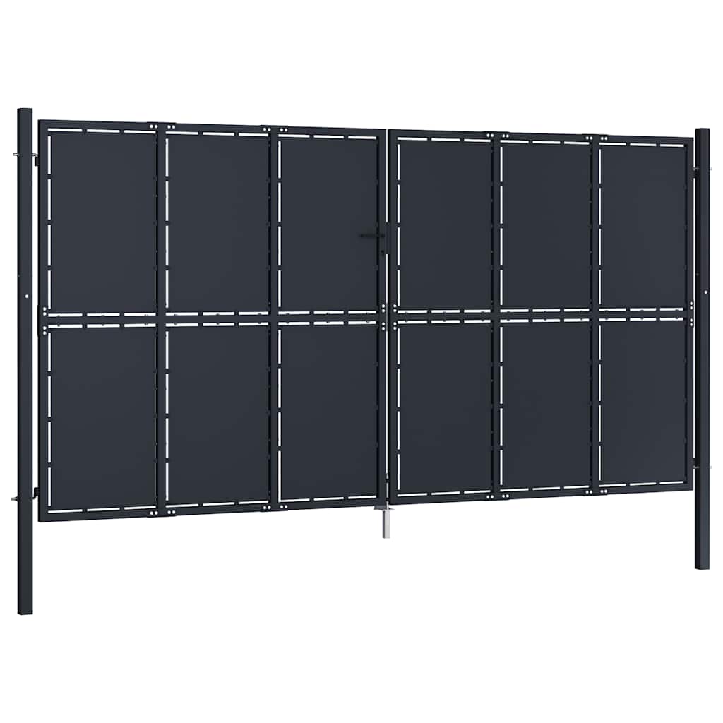 144534 vidaXL Garden Gate Steel 400x200 cm Anthracite 2