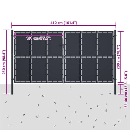 144534 vidaXL Garden Gate Steel 400x200 cm Anthracite 5
