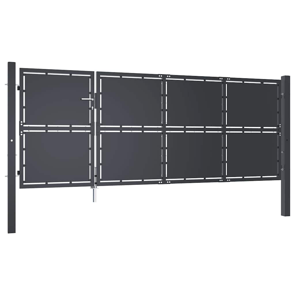 vidaXL Garden Gate Steel 350x125 cm Anthracite 2