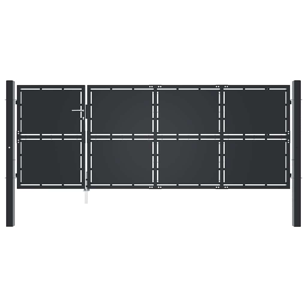 vidaXL Garden Gate Steel 350x125 cm Anthracite 3