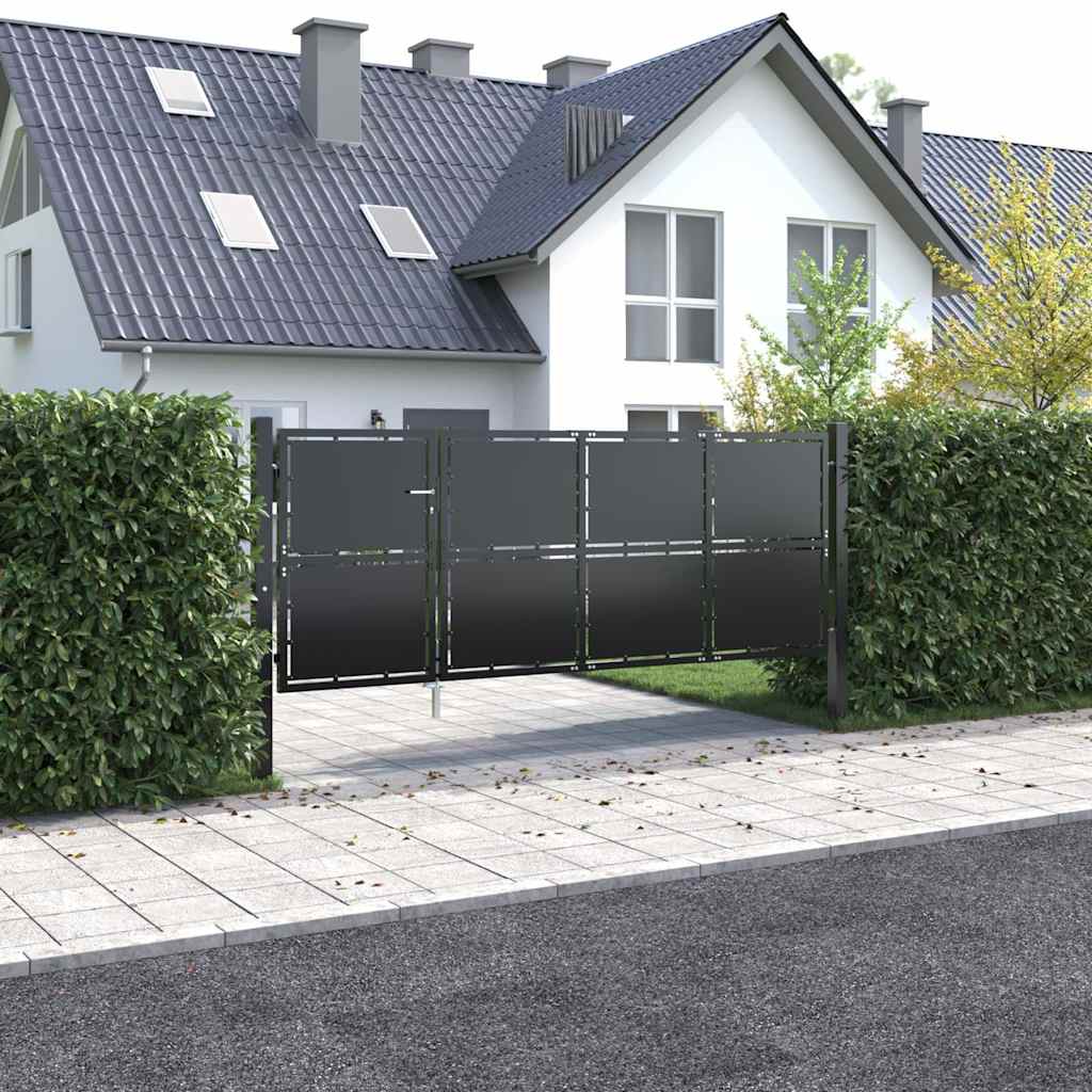 vidaXL Garden Gate Steel 350x125 cm Anthracite 1