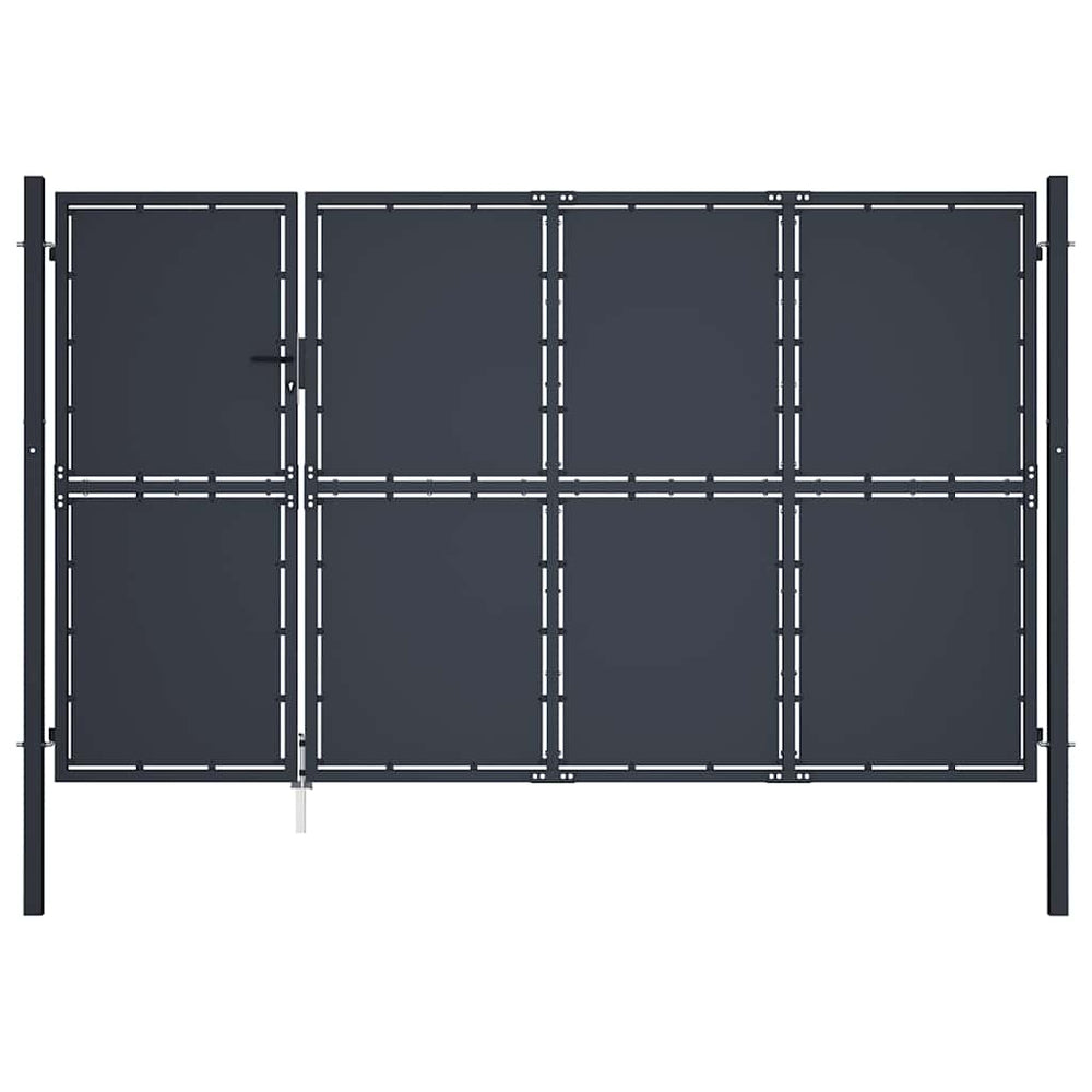 144538 vidaXL Garden Gate Steel 350x150 cm Anthracite
