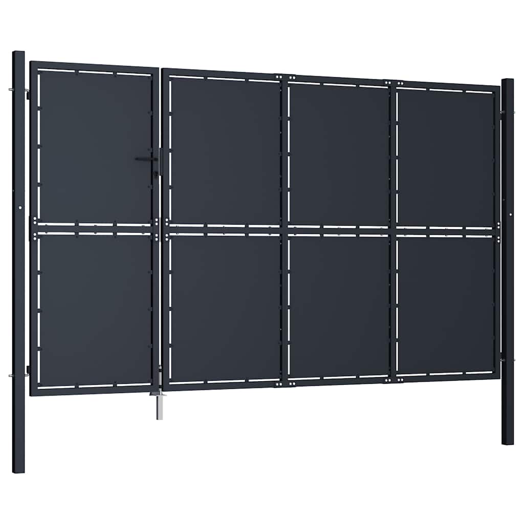 144538 vidaXL Garden Gate Steel 350x150 cm Anthracite 2