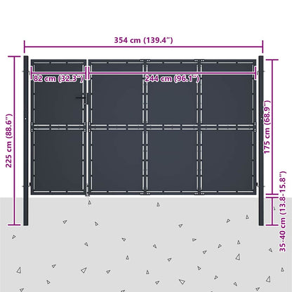 144539 vidaXL Garden Gate Steel 350x175 cm Anthracite 5