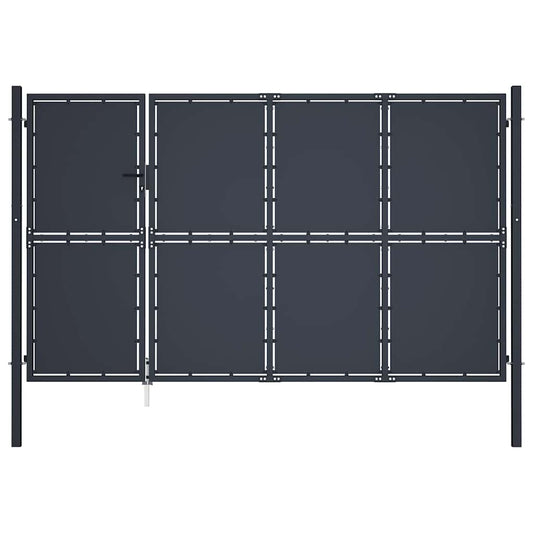 144540 vidaXL Garden Gate Steel 350x200 cm Anthracite 1