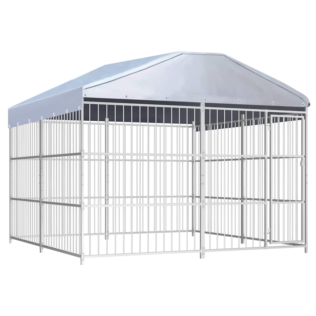 144625 vidaXL Outdoor Dog Kennel with Roof 300x300x200 cm 1
