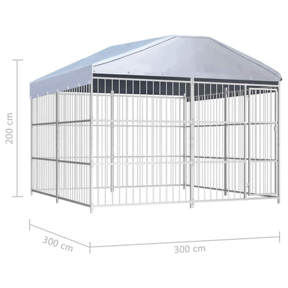 144625 vidaXL Outdoor Dog Kennel with Roof 300x300x200 cm 5