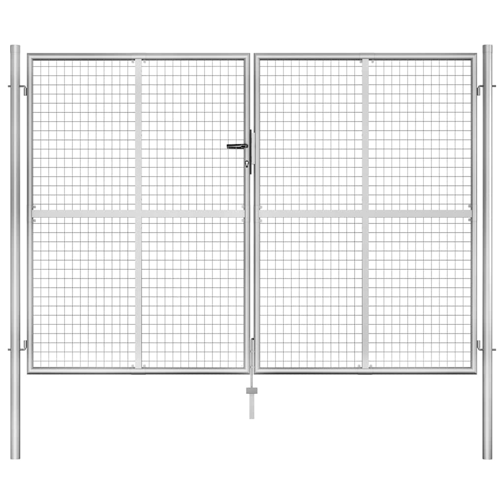 vidaXL Garden Gate Galvanised Steel 306x175 cm Silver 1