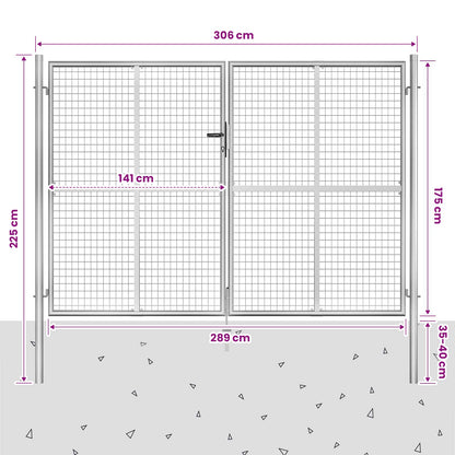 vidaXL Garden Gate Galvanised Steel 306x175 cm Silver 5
