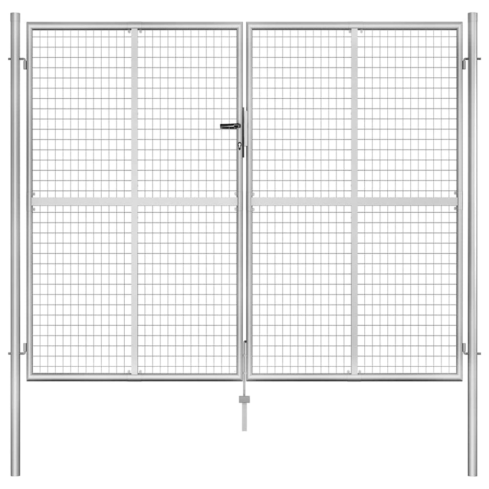 vidaXL Garden Gate Galvanised Steel 306x200 cm Silver