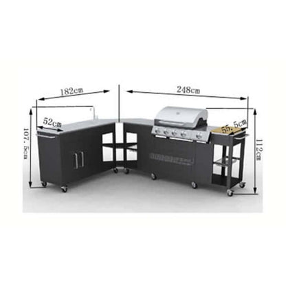 vidaXL Outdoor Kitchen Barbecue Missouri 4 Burners 6
