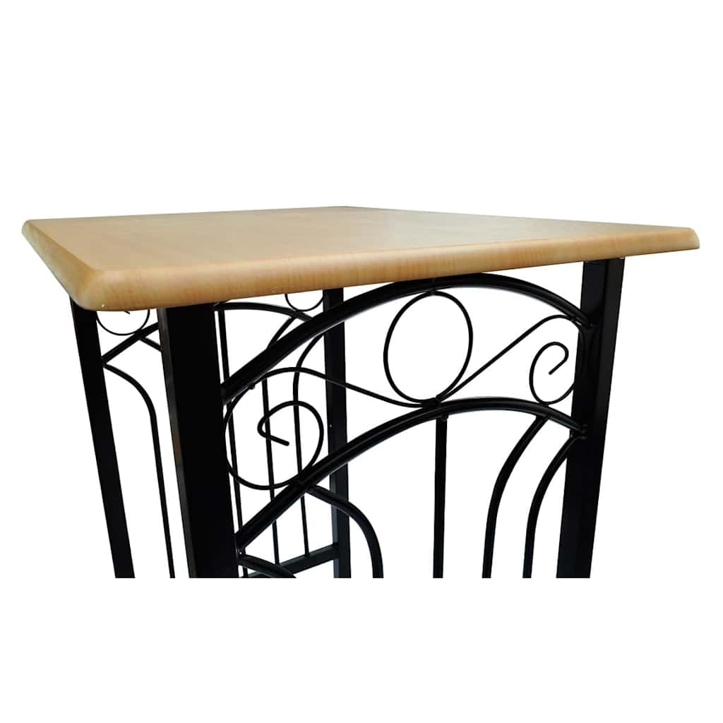 3 Piece Bar Set Wood and Steel Black and tan 1