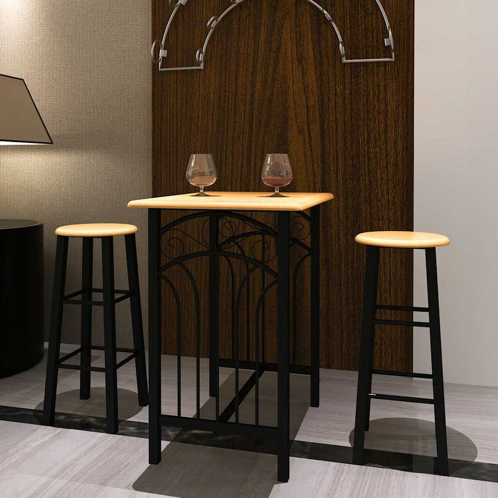 vidaXL 3 Piece Bar Set Wood and Steel