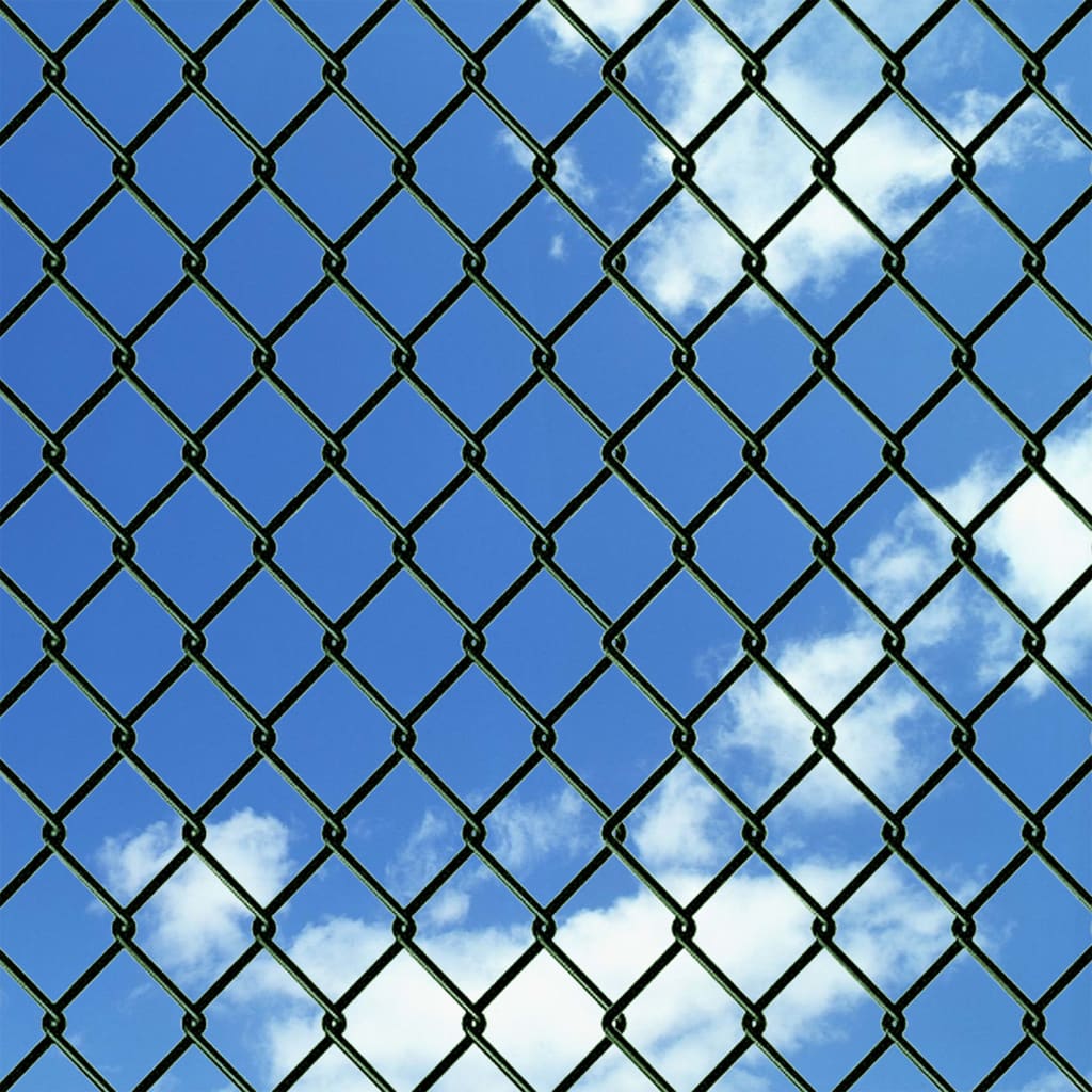 vidaXL Chain Link Fence with Posts Spike Steel 1,5x15 m