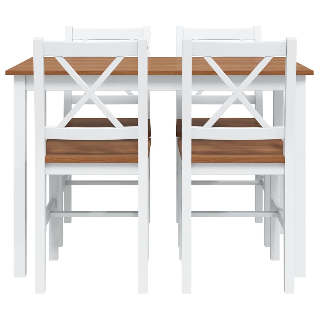 240884 vidaXL 5 Piece Dining Set Brown and White 5