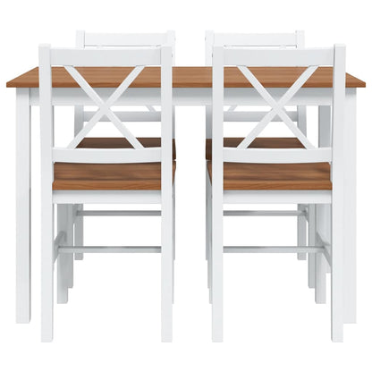 240884 vidaXL 5 Piece Dining Set Brown and White 5
