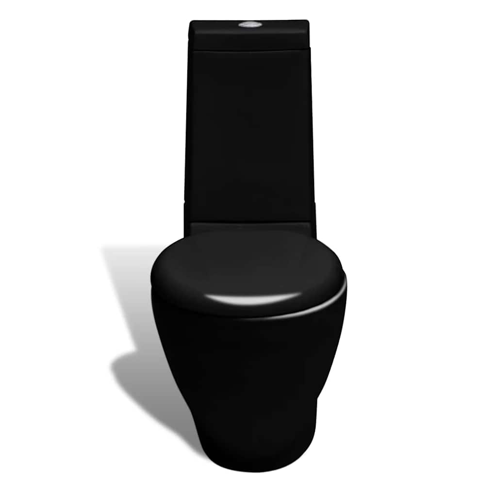 Stand Toilet & Bidet Set Black Ceramic 2